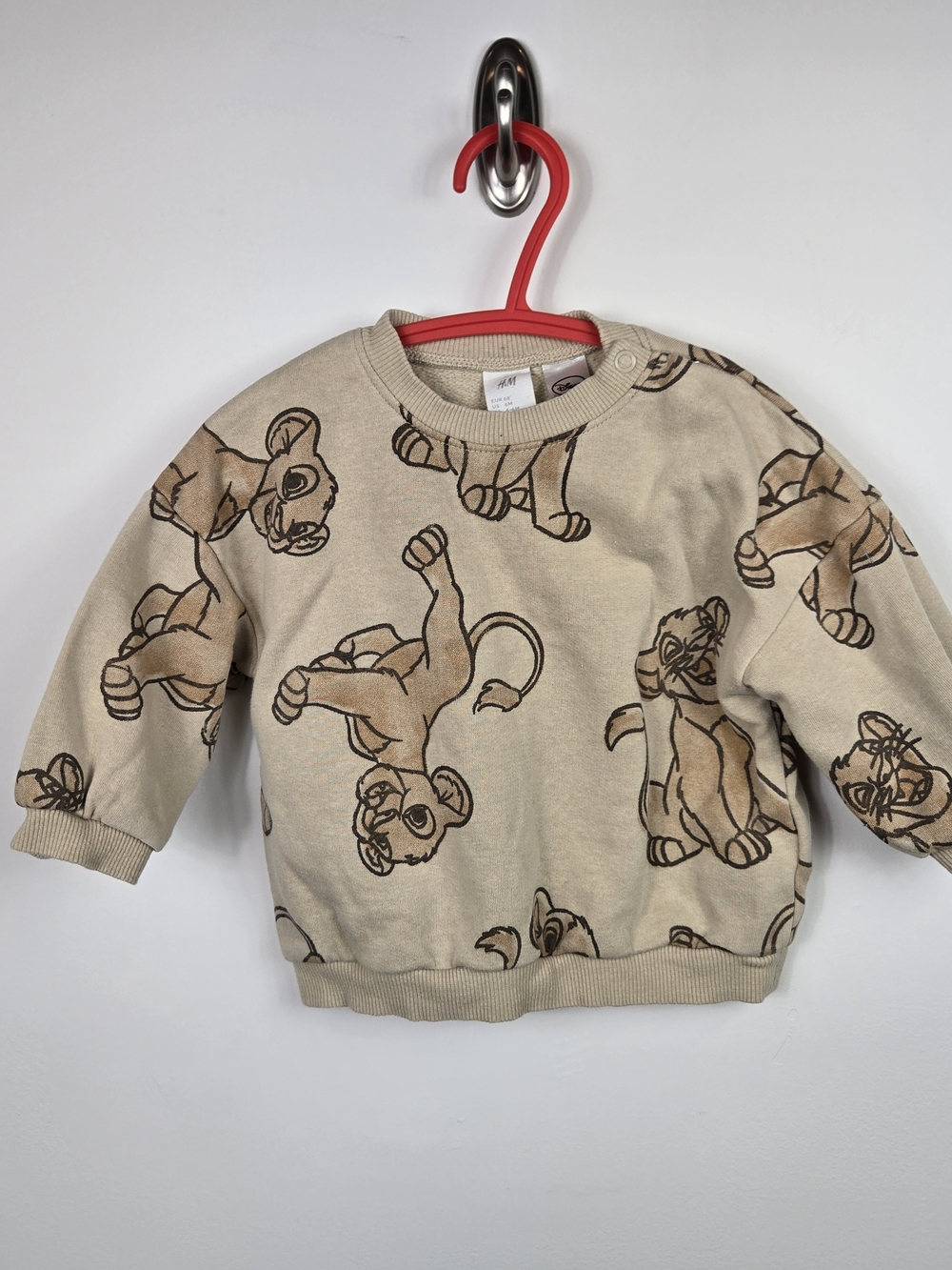 H&M Disney Lion King Simba Sweatshirt Fleece Pullover Beige 4-6 Months